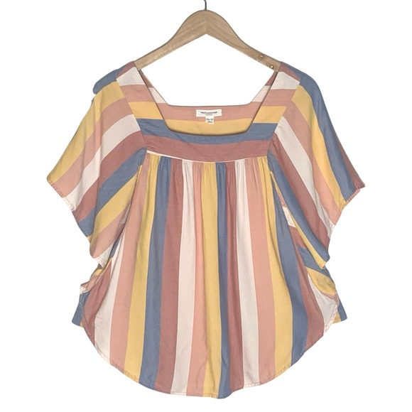 BeachLunchLounge | Women | Zoey Happy Stripe Flutter Sleeve Boho Top | Size XS - Picture 2 of 13